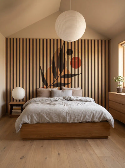 Akustikpanel med Abstract Nature-motiv nr. 46 – med reol
