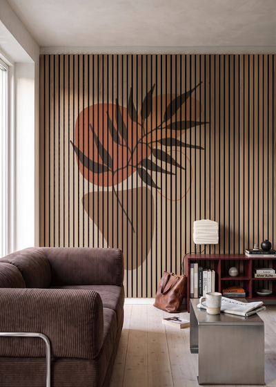 Akustikpanel med Abstract Nature-motiv nr. 47 – i stuen