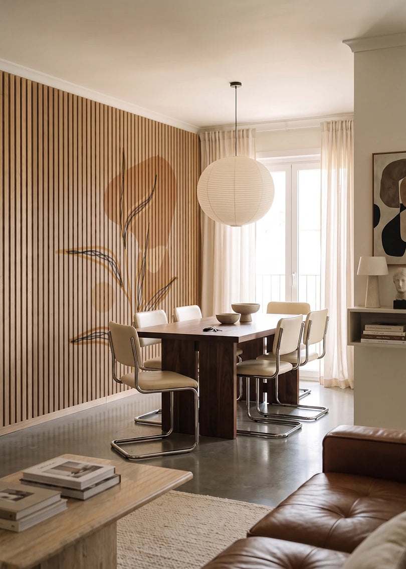 Akustikpanel med Abstract Nature-motiv nr. 52 – i lyst rum