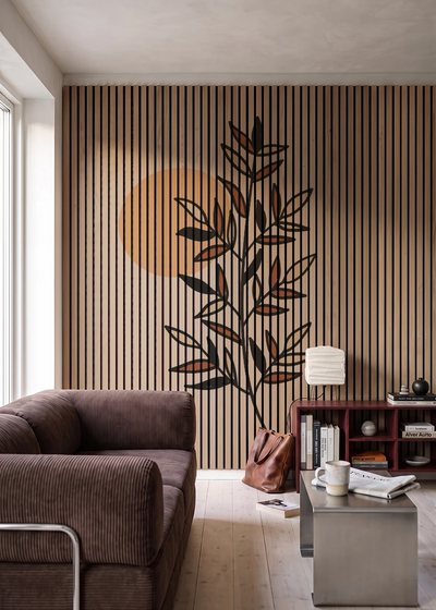 Akustikpanel med Abstract Nature-motiv nr. 55 – i stuen