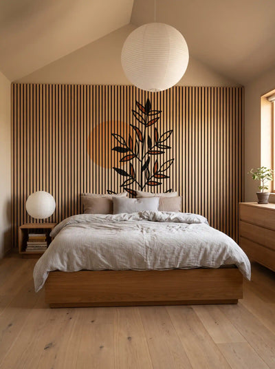 Akustikpanel med Abstract Nature-motiv nr. 55 – med reol