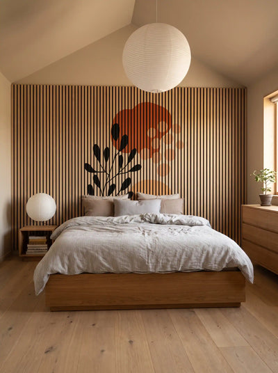 Akustikpanel med Abstract Nature-motiv nr. 56 – med reol