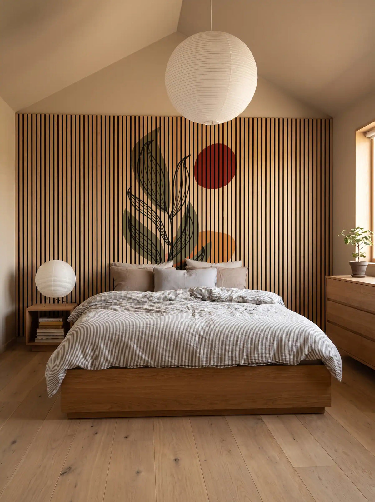 Akustikpanel med Abstract Nature-motiv nr. 57 – med reol