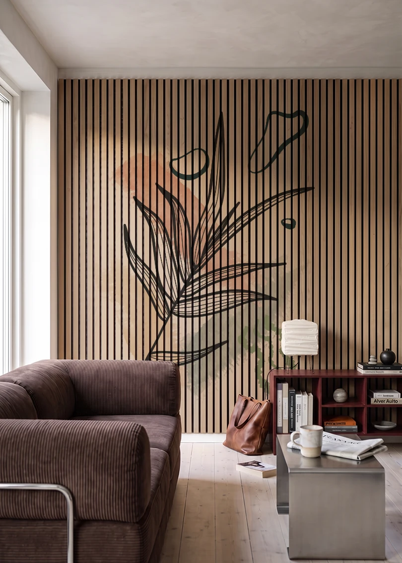 Akustikpanel med Abstract Nature-motiv nr. 58 – i stuen