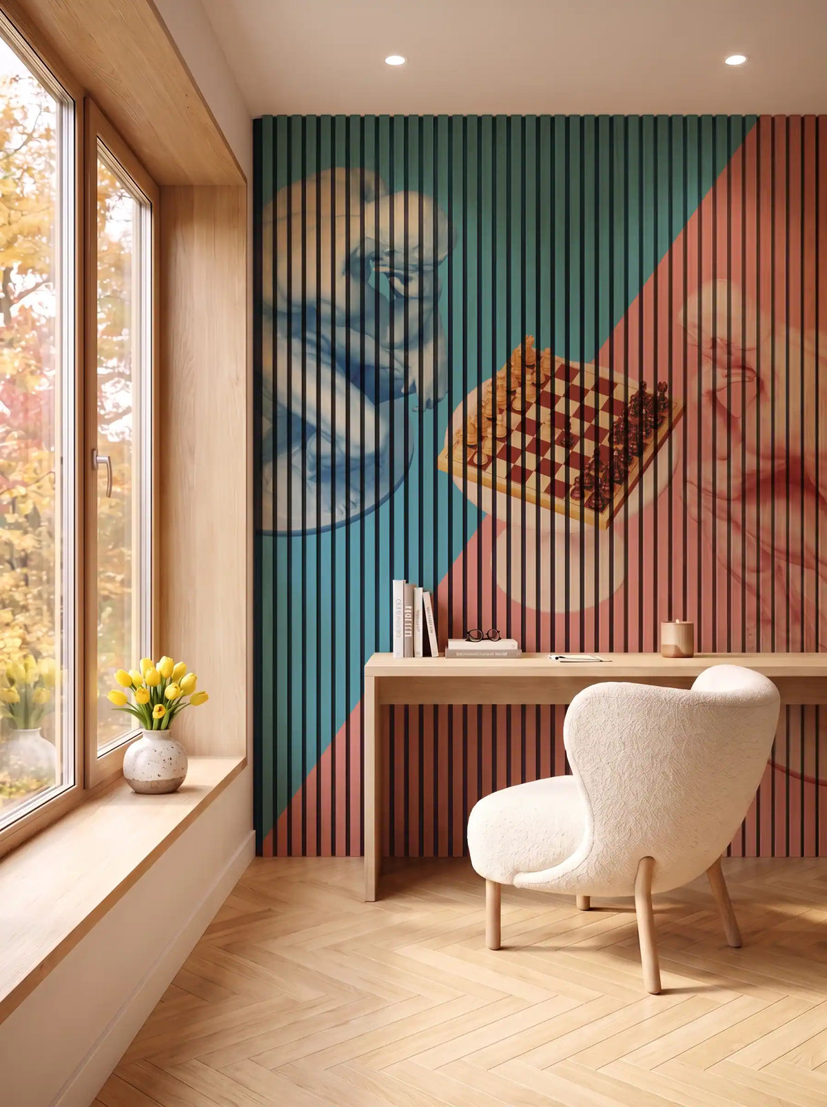 Akustikpanel med Bright And Colorful-motiv nr. 38 – i spisestuen