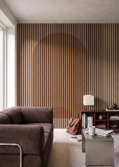 Akustikpanel med Geometric-motiv nr. 5 – i stuen