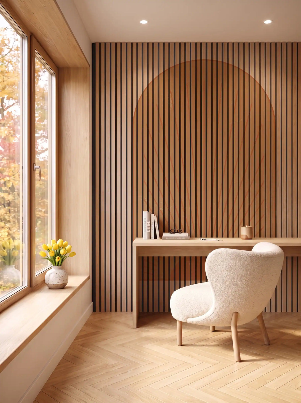 Akustikpanel med Geometric-motiv nr. 5 – i spisestuen