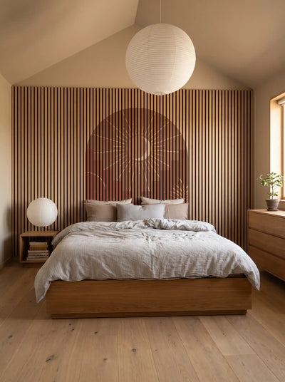 Akustikpanel med Geometric-motiv nr. 8 – med reol