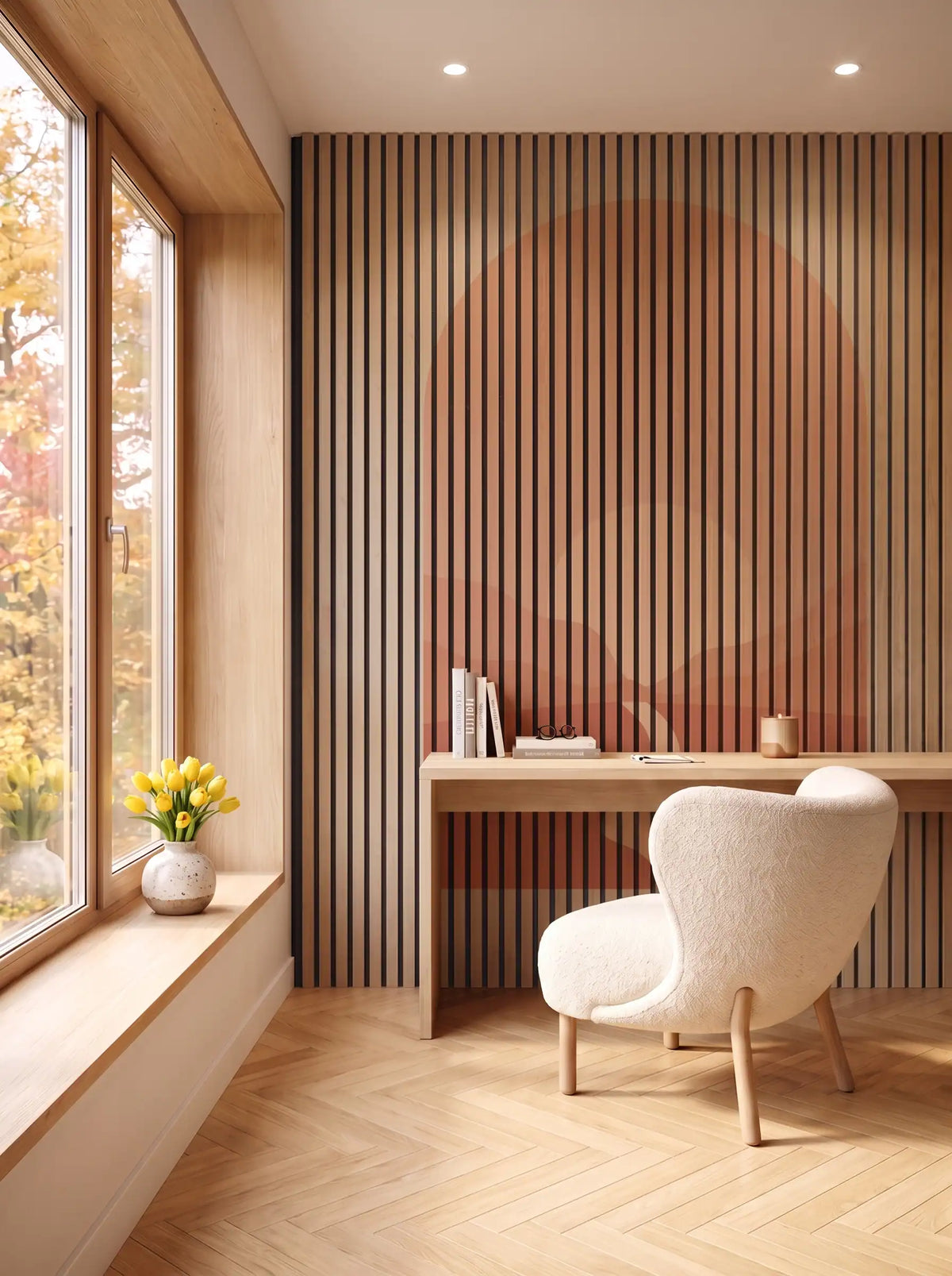 Akustikpanel med Geometric-motiv nr. 12 – i spisestuen