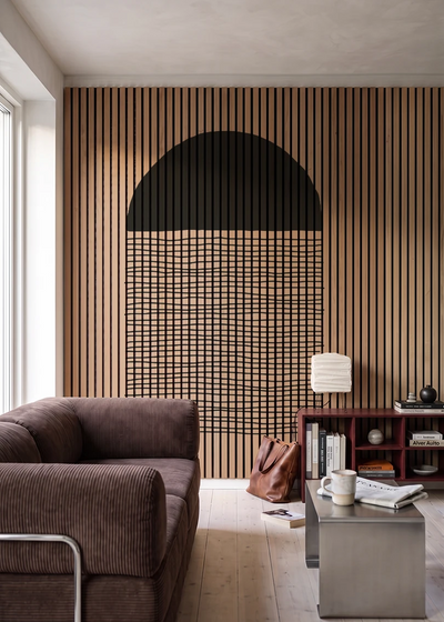 Akustikpanel med Geometric-motiv nr. 13 – i stuen