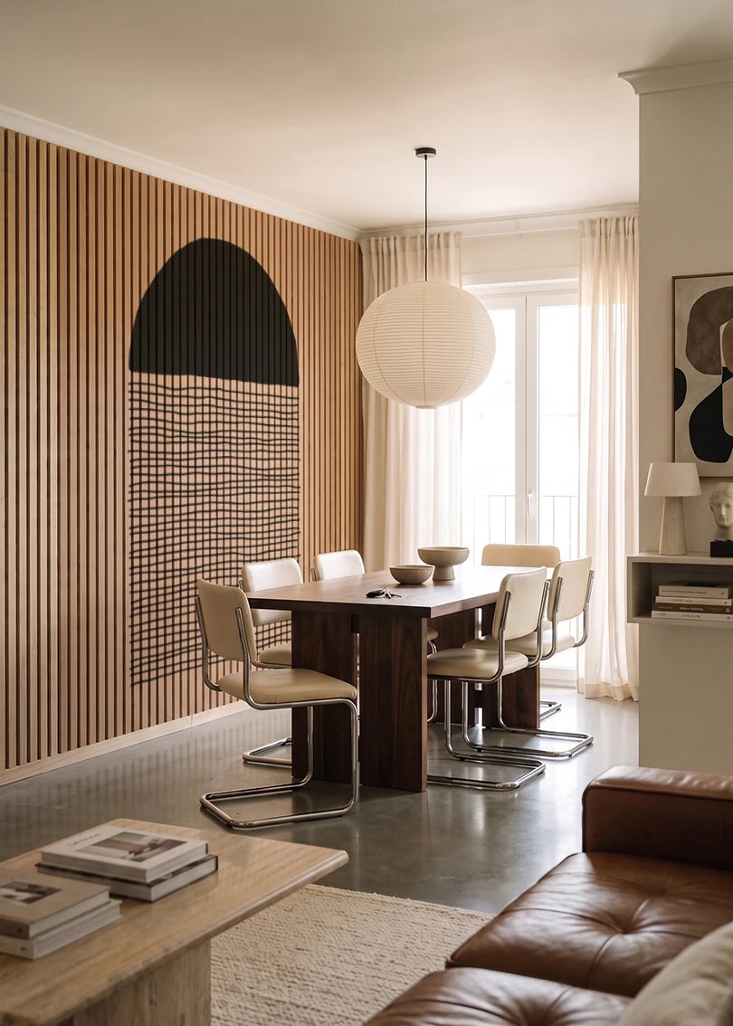 Akustikpanel med Geometric-motiv nr. 13 – i lyst rum
