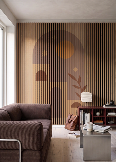 Akustikpanel med Geometric-motiv nr. 14 – i stuen