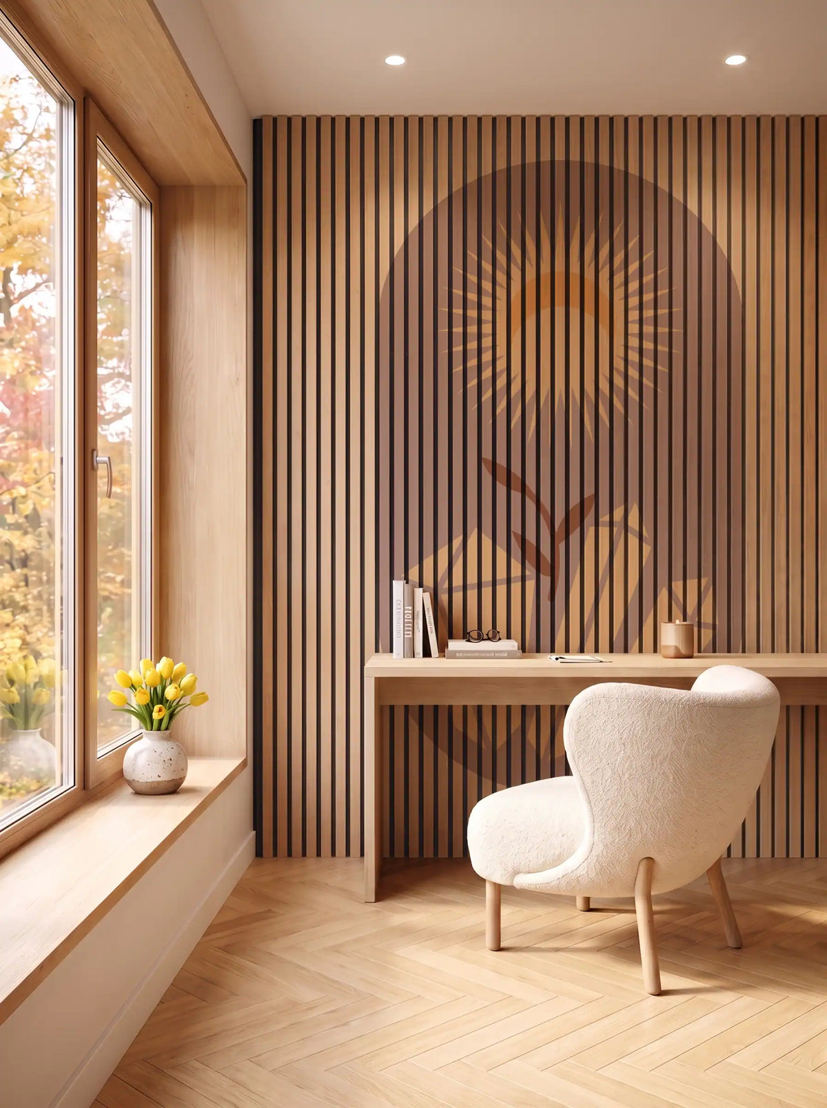 Akustikpanel med Geometric-motiv nr. 16 – i spisestuen