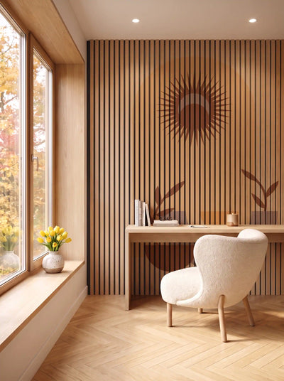 Akustikpanel med Geometric-motiv nr. 17 – i spisestuen