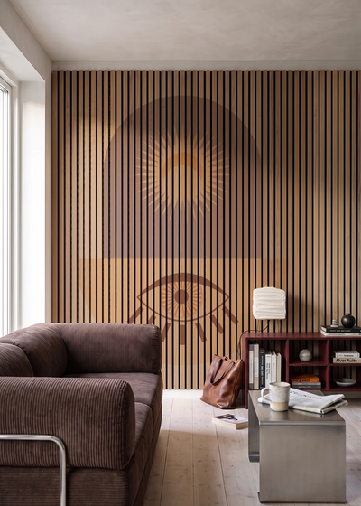 Akustikpanel med Geometric-motiv nr. 18 – i stuen