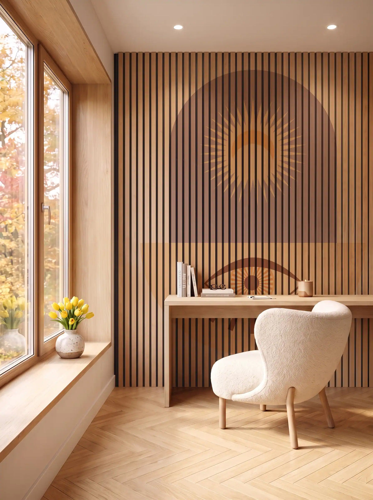 Akustikpanel med Geometric-motiv nr. 18 – i spisestuen