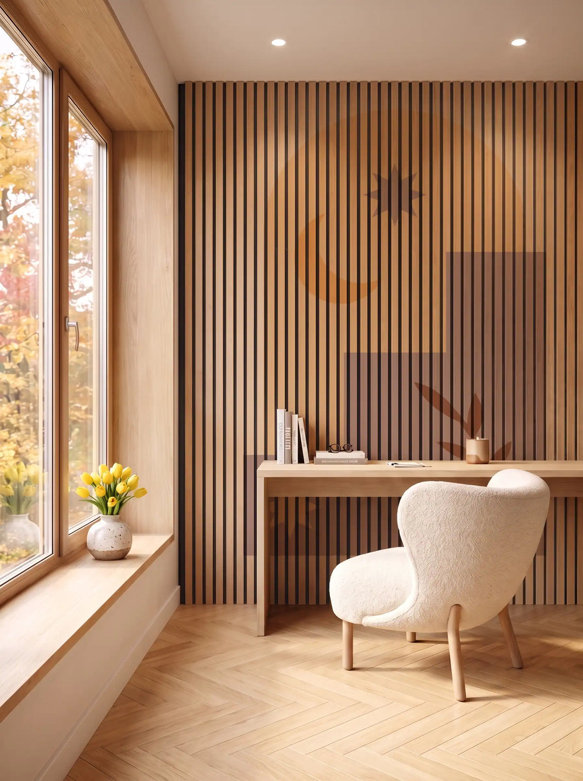 Akustikpanel med Geometric-motiv nr. 19 – i spisestuen