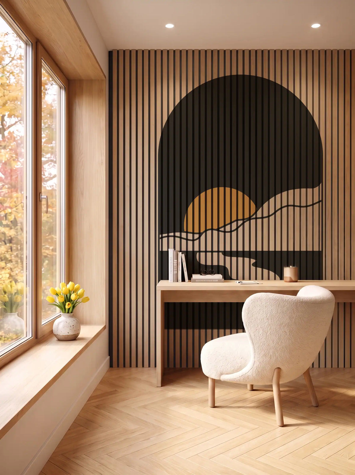 Akustikpanel med Geometric-motiv nr. 20 – i spisestuen