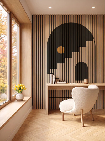 Akustikpanel med Geometric-motiv nr. 22 – i spisestuen
