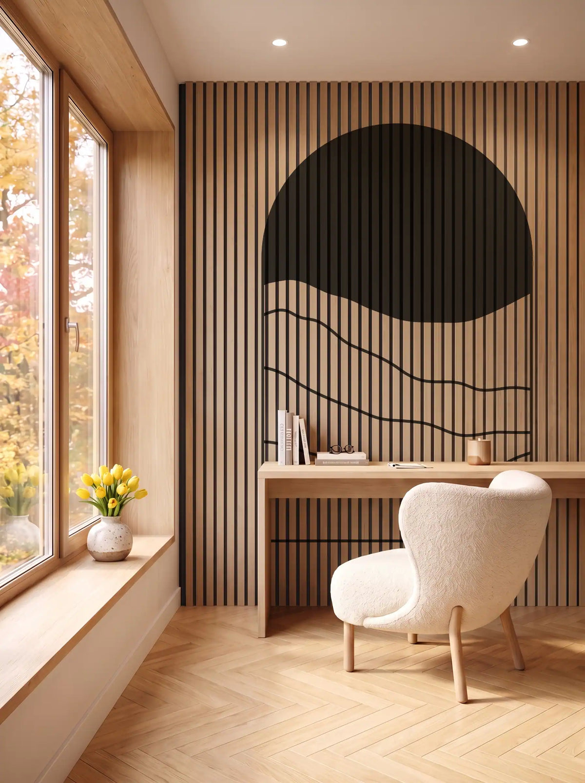 Akustikpanel med Geometric-motiv nr. 23 – i spisestuen