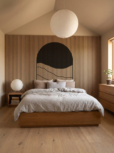 Akustikpanel med Geometric-motiv nr. 23 – med reol