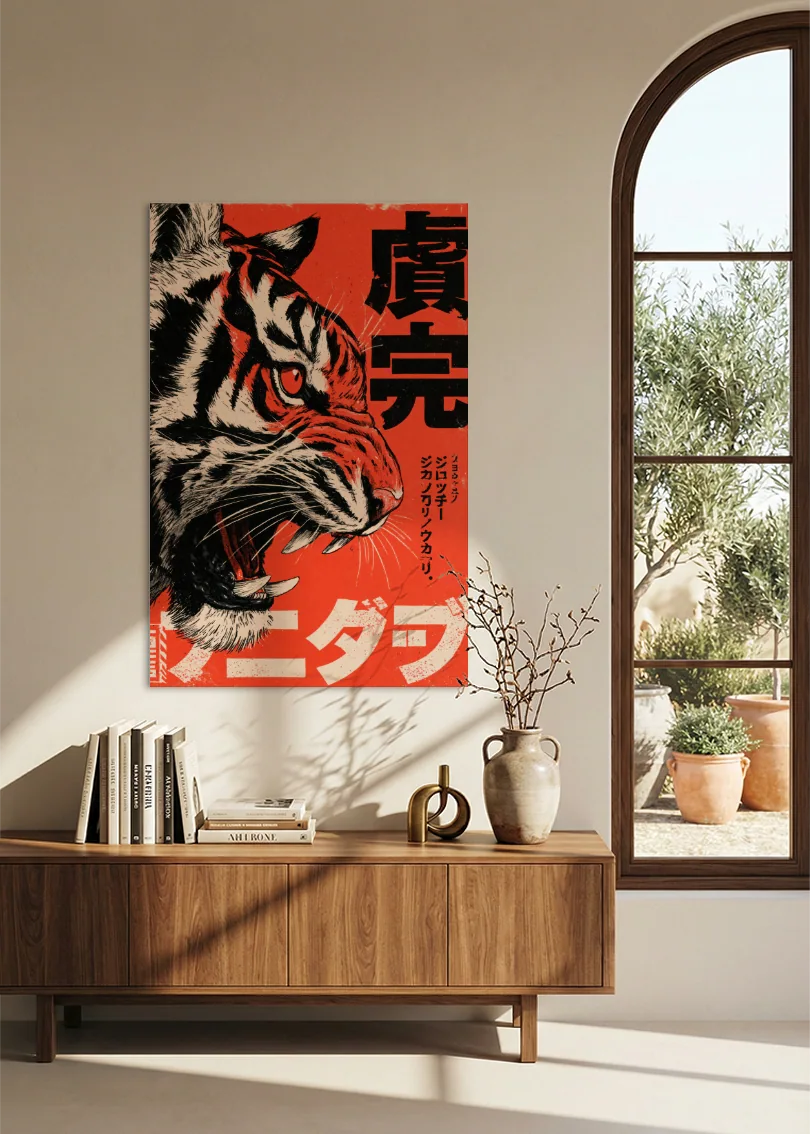 Akustikbillede med Japan Retro-motiv nr. 15 – i stuen