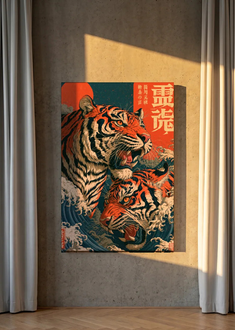 Akustikbillede med Japan Retro-motiv nr. 16 – i lyst rum