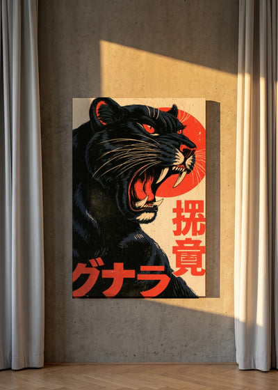 Akustikbillede med Japan Retro-motiv nr. 17 – i lyst rum