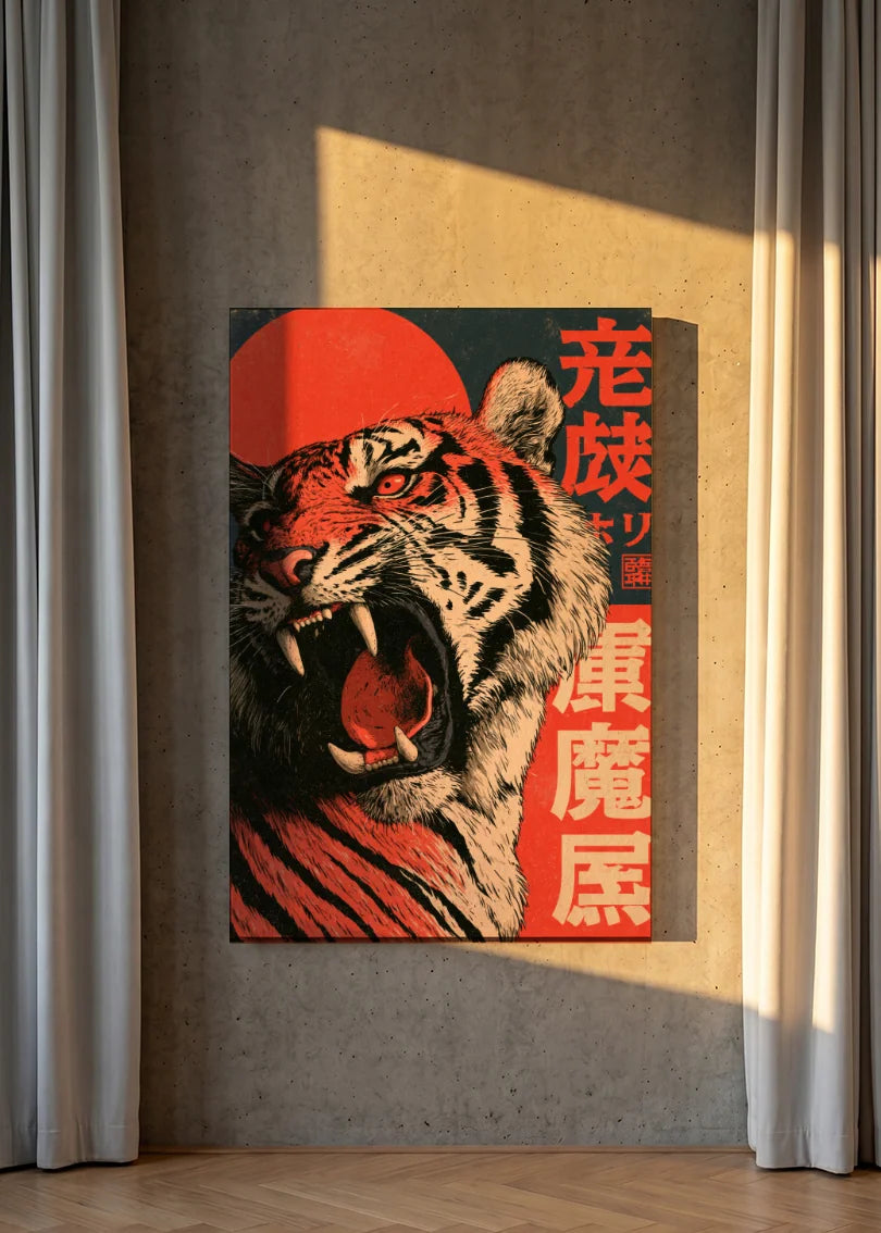 Akustikbillede med Japan Retro-motiv nr. 18 – i lyst rum
