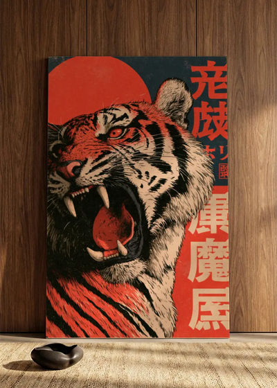 Akustikbillede med Japan Retro-motiv nr. 18 – i spisestuen