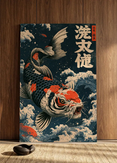 Akustikbillede med Japan Retro-motiv nr. 20 – i spisestuen