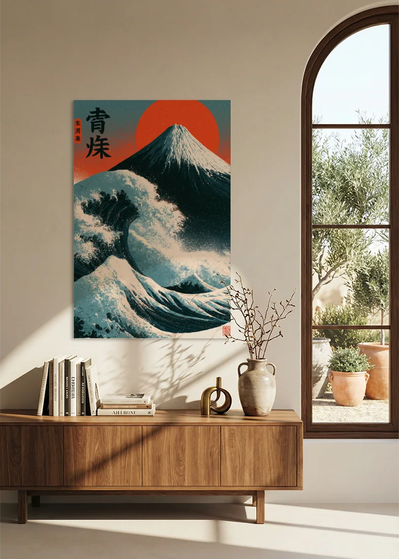 Akustikbillede med Japan Retro-motiv nr. 21 – i stuen