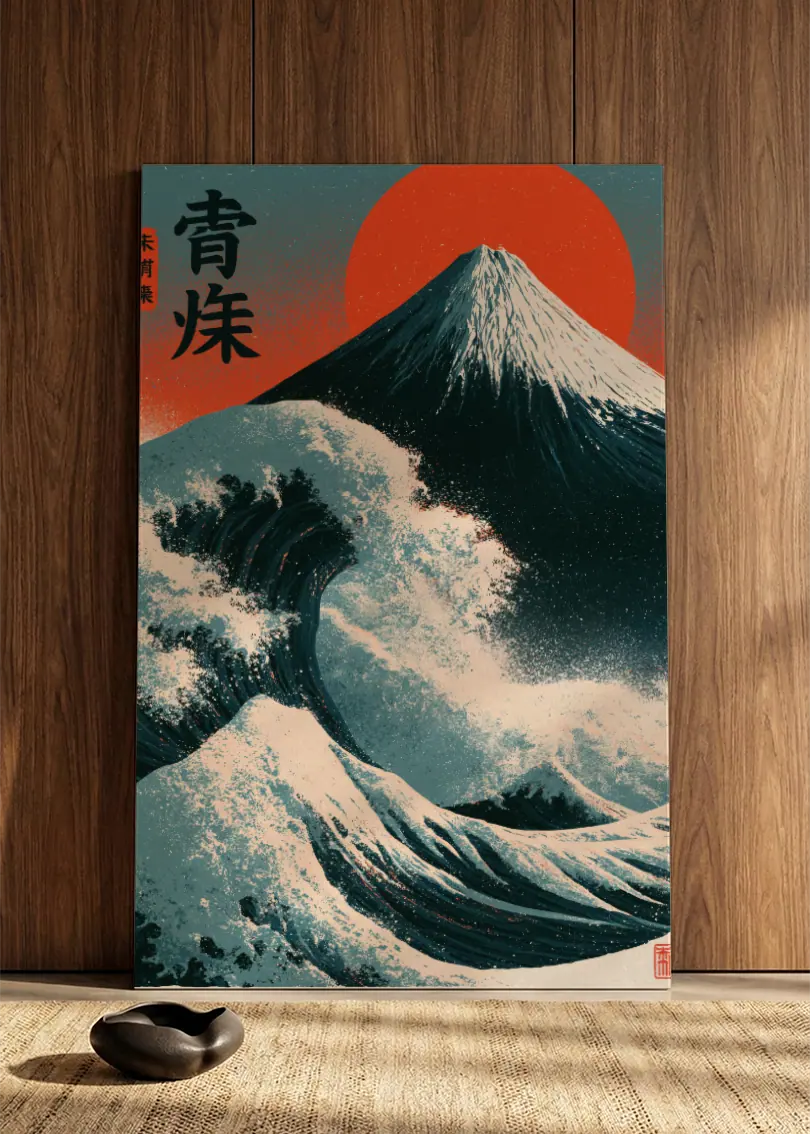 Akustikbillede med Japan Retro-motiv nr. 21 – i spisestuen