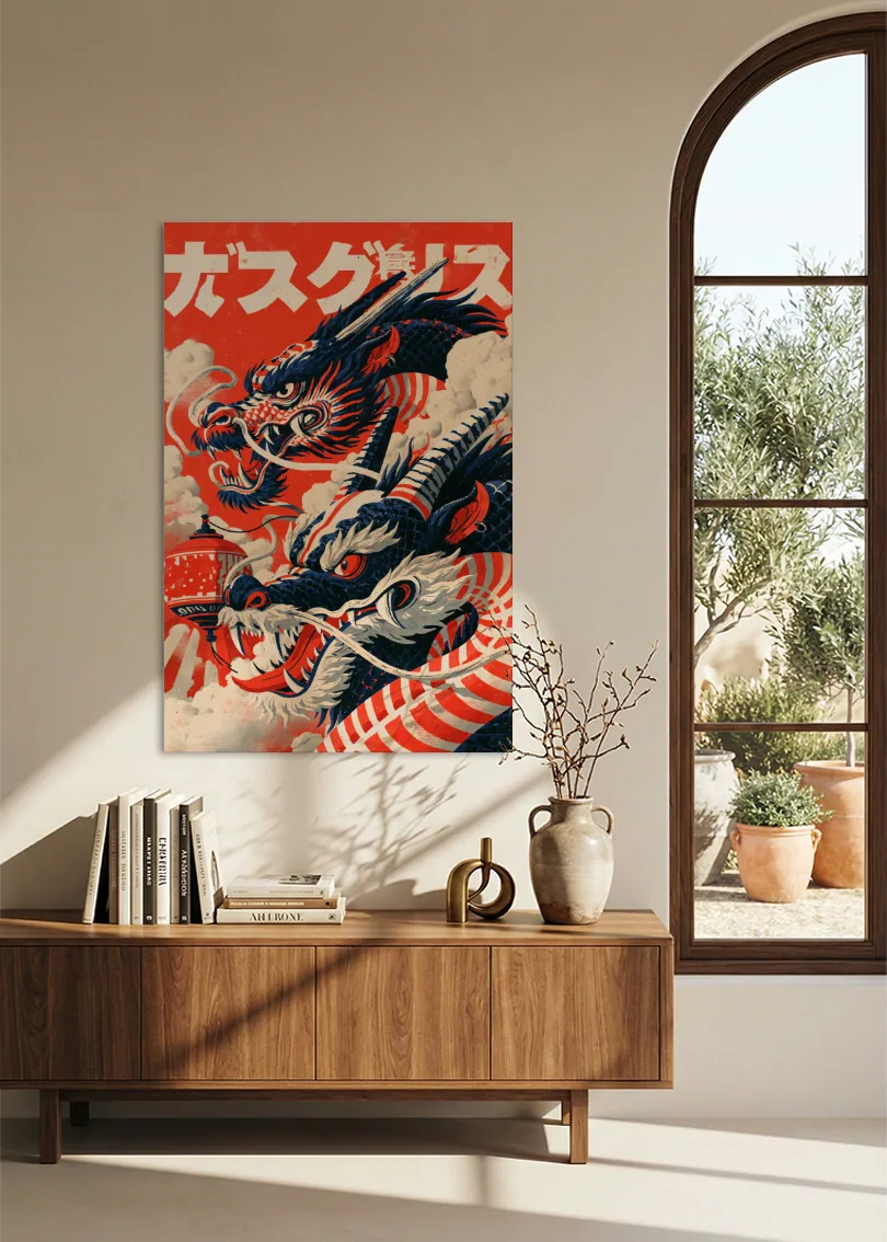 Akustikbillede med Japan Retro-motiv nr. 22 – i stuen