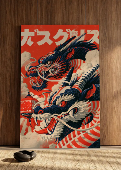 Akustikbillede med Japan Retro-motiv nr. 22 – i spisestuen