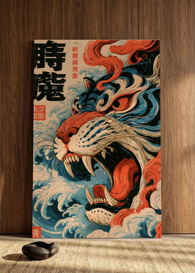 Akustikbillede med Japan Retro-motiv nr. 23 – i spisestuen