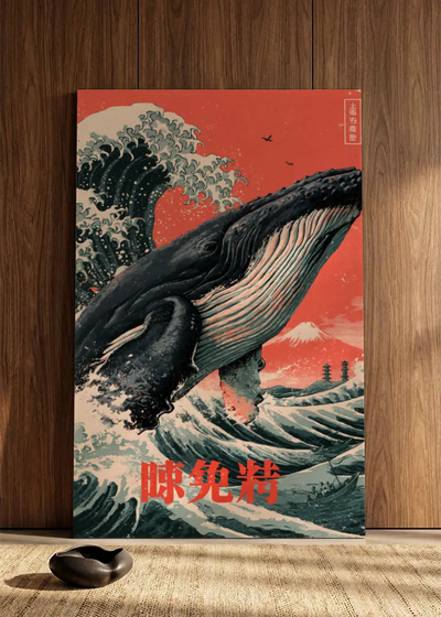 Akustikbillede med Japan Retro-motiv nr. 24 – i spisestuen