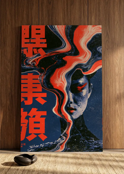 Akustikbillede med Japan Retro-motiv nr. 25 – i spisestuen