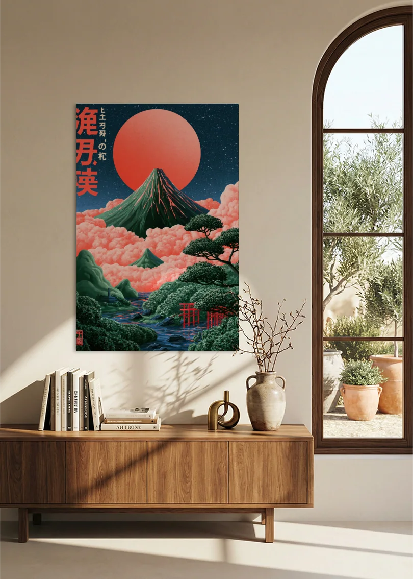 Akustikbillede med Japan Retro-motiv nr. 27 – i stuen