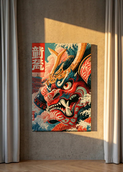 Akustikbillede med Japan Retro-motiv nr. 32 – i lyst rum