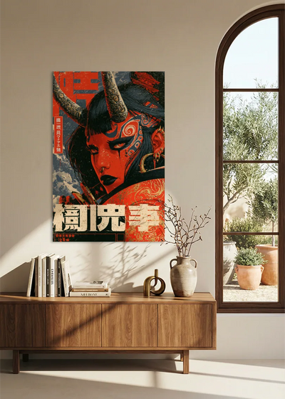 Akustikbillede med Japan Retro-motiv nr. 33 – i stuen