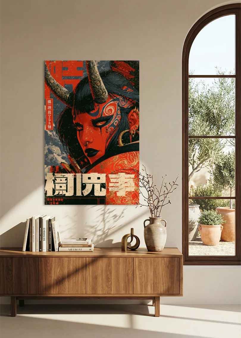 Akustikbillede med Japan Retro-motiv nr. 33 – i stuen
