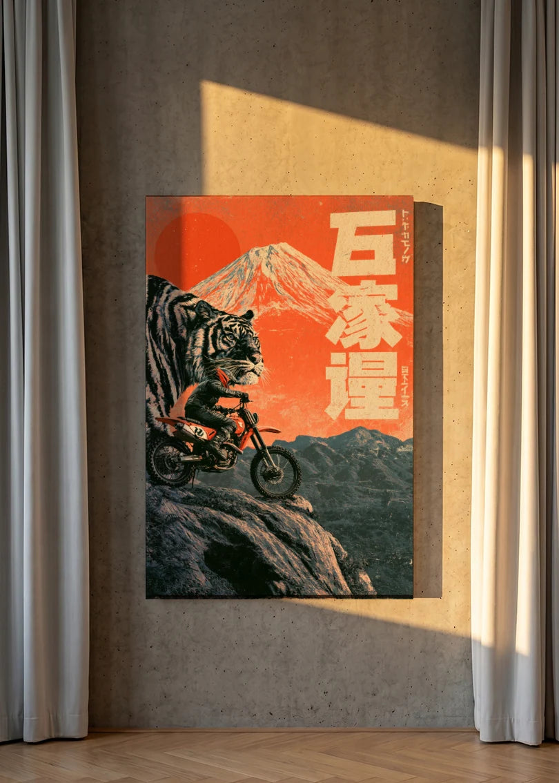 Akustikbillede med Japan Retro-motiv nr. 34 – i lyst rum