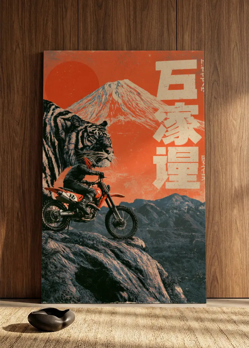 Akustikbillede med Japan Retro-motiv nr. 34 – i spisestuen