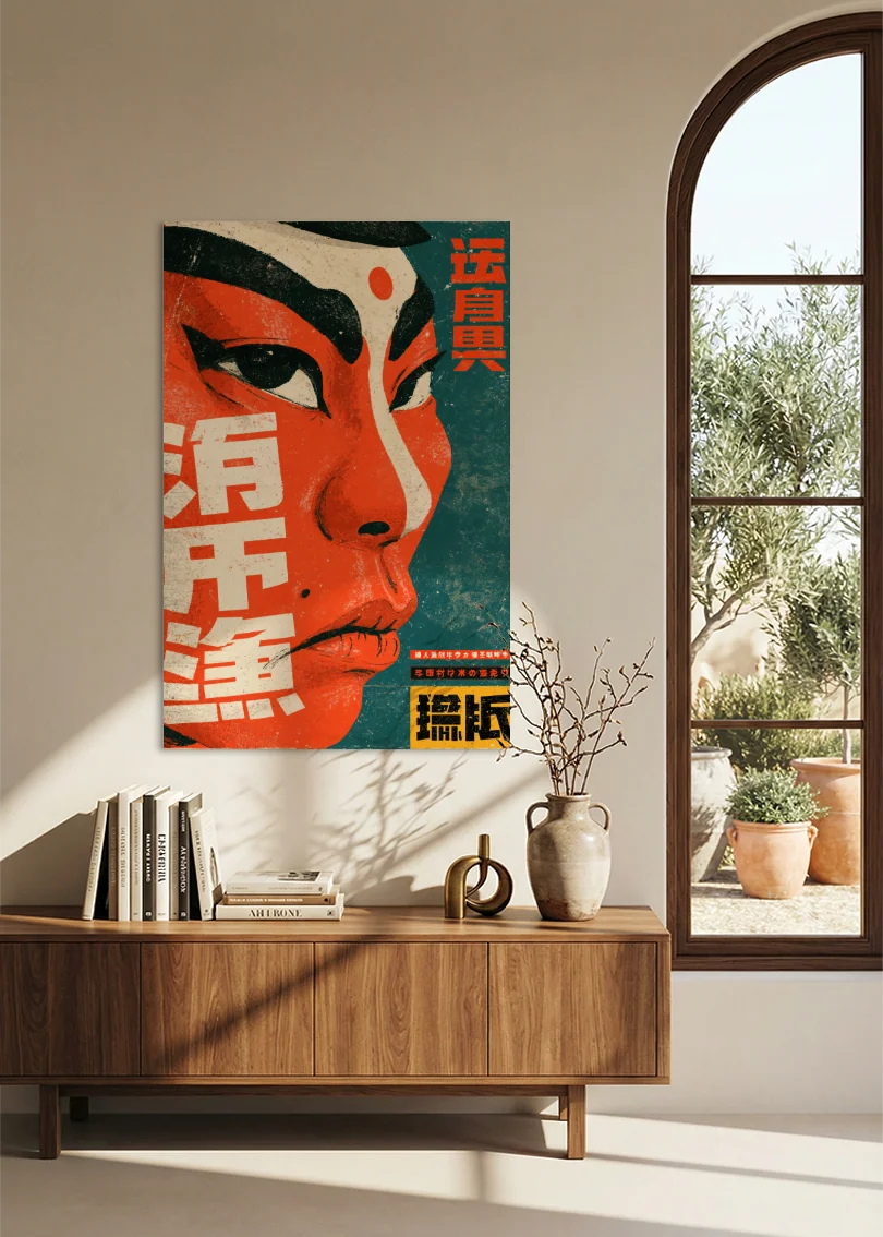 Akustikbillede med Japan Retro-motiv nr. 35 – i stuen