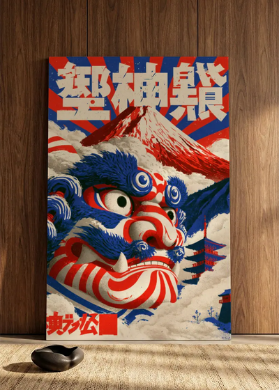 Akustikbillede med Japan Retro-motiv nr. 39 – i spisestuen