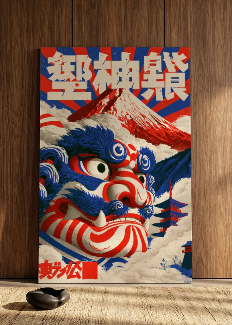 Akustikbillede med Japan Retro-motiv nr. 39 – i spisestuen
