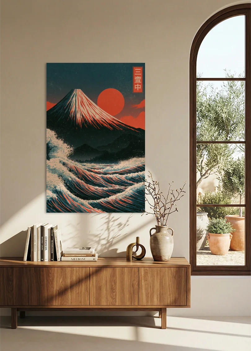 Akustikbillede med Japan Retro-motiv nr. 45 – i stuen