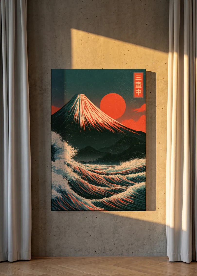 Akustikbillede med Japan Retro-motiv nr. 45 – i lyst rum