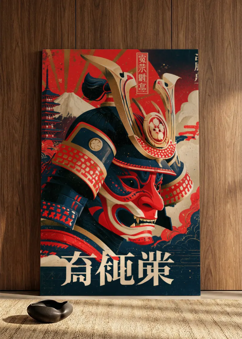 Akustikbillede med Japan Retro-motiv nr. 46 – i spisestuen